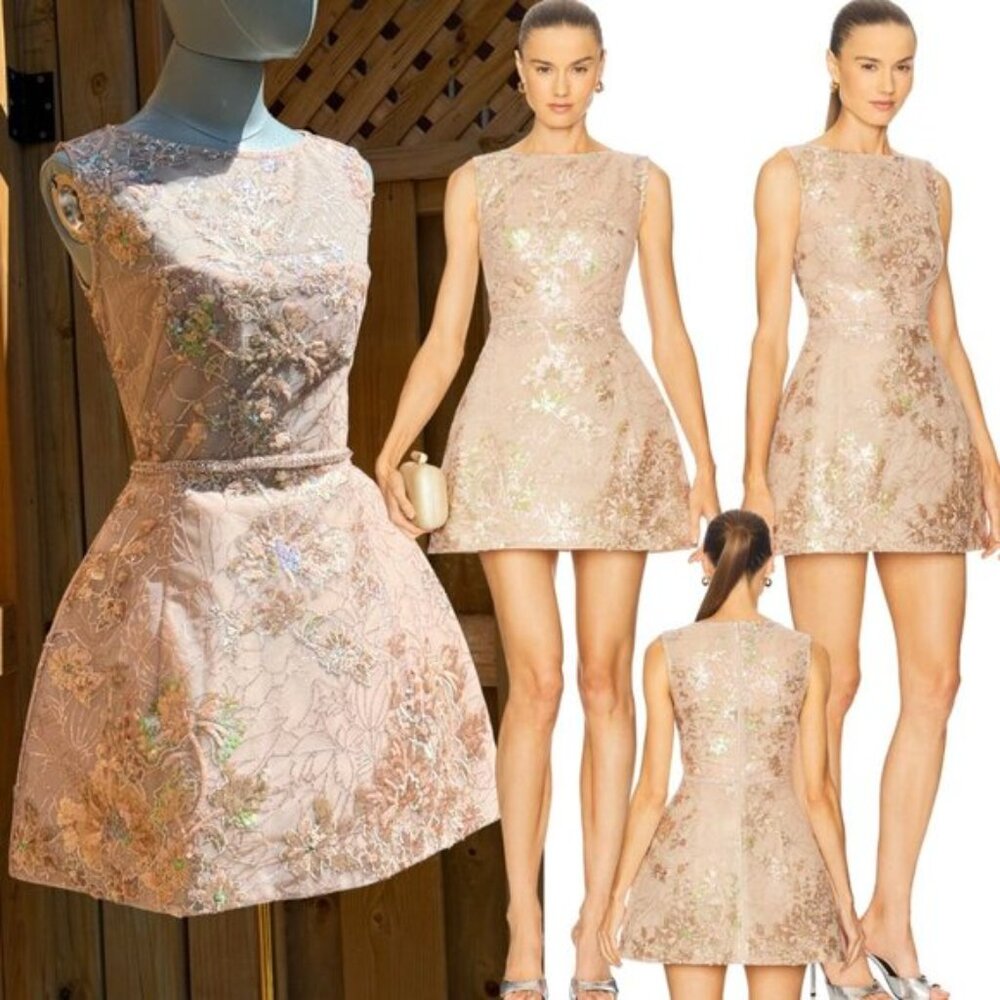 🆕 BRONX & BANCO 🧿 NWOT Violet Mini Dress, Gold & Champagne Sequin - Sz XS US 2